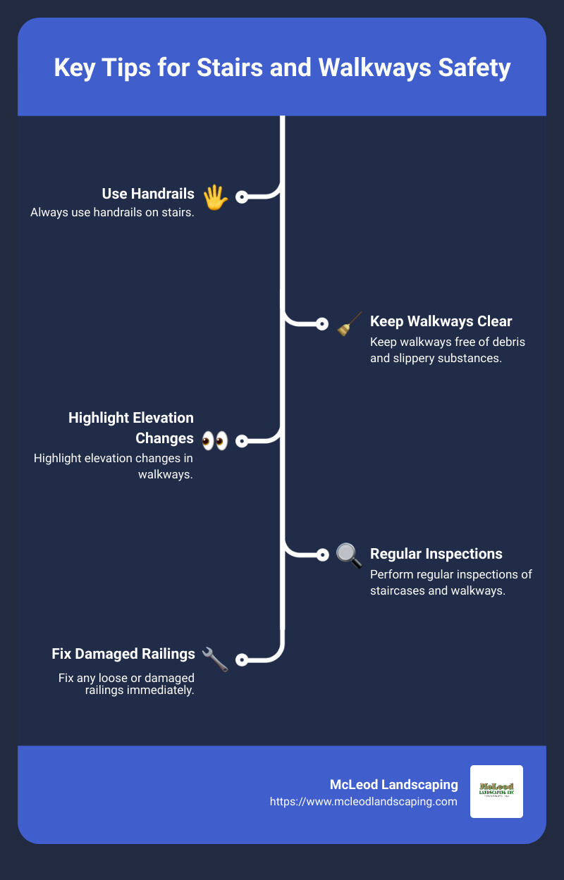 Key Tips for Stairs and Walkways Safety - stairs and walkways safety infographic infographic-line-5-steps