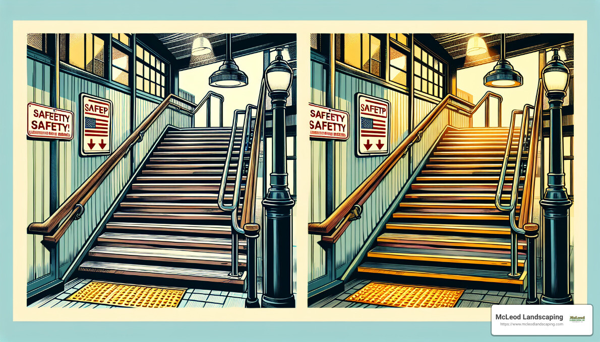 Properly lit stairway - stairs and walkways safety