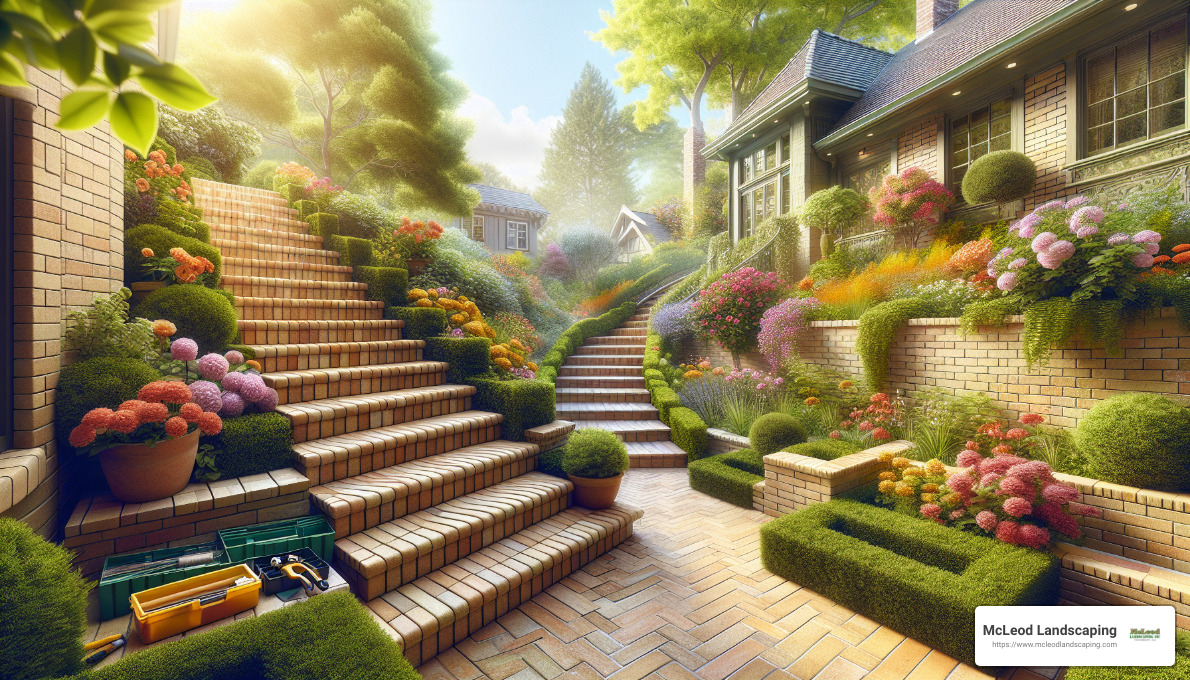 Brick stairs design sketch - how to build brick stairs outside