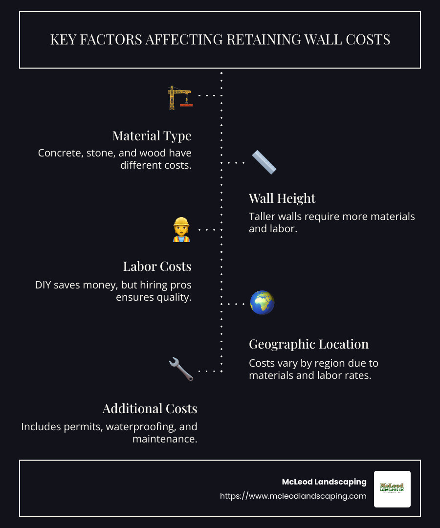 Retaining wall cost breakdown infographic - how much does a retaining wall cost infographic infographic-line-5-steps-dark