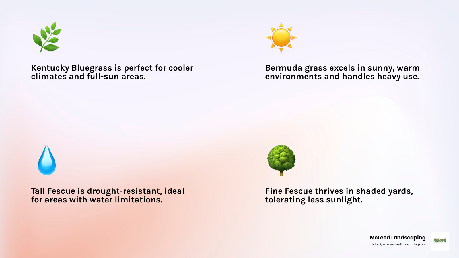 Choosing the Right Grass Type for Your Climate - residential sod installation infographic 4_facts_emoji_light-gradient