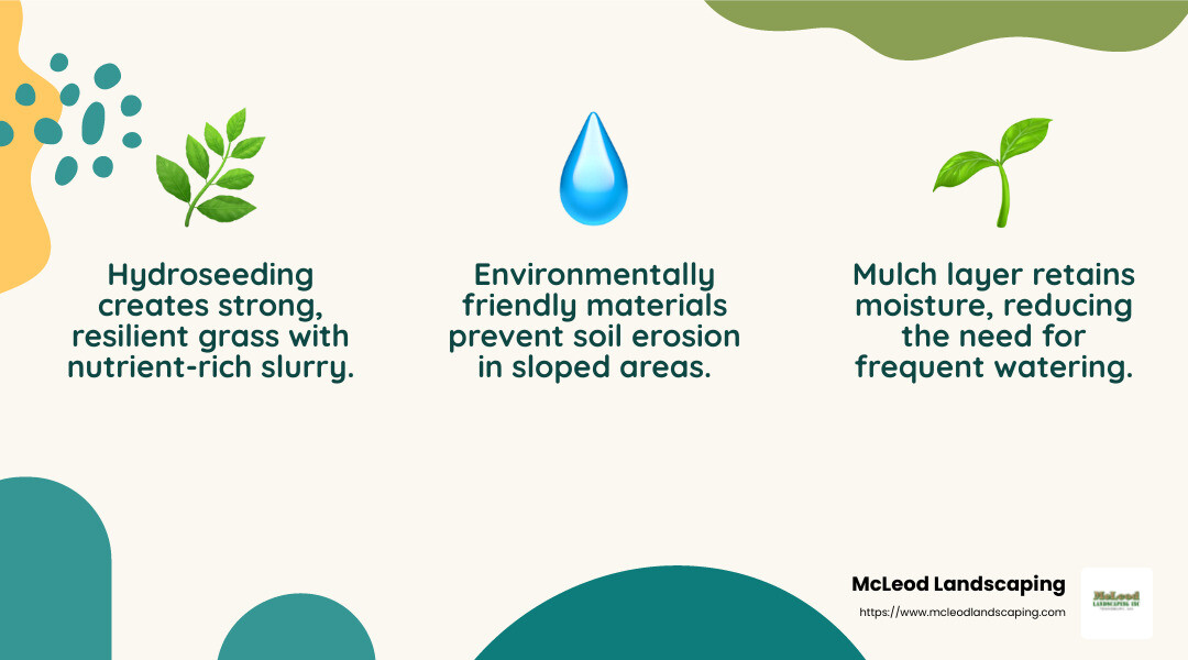 Hydroseeding helps prevent soil erosion, making it an eco-friendly choice. Source: Preferred Lawn Care - hydroseeding in my area infographic 3_facts_emoji_nature