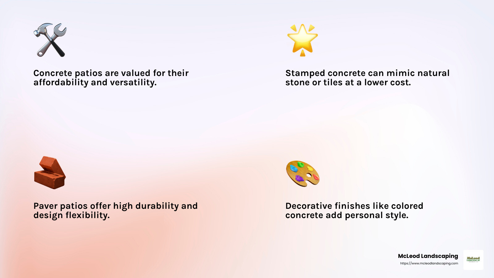 Decorative finishes offer endless possibilities for customization - patio companies infographic 4_facts_emoji_light-gradient