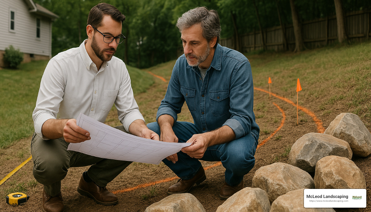site planning for boulder retaining wall - boulder retaining wall