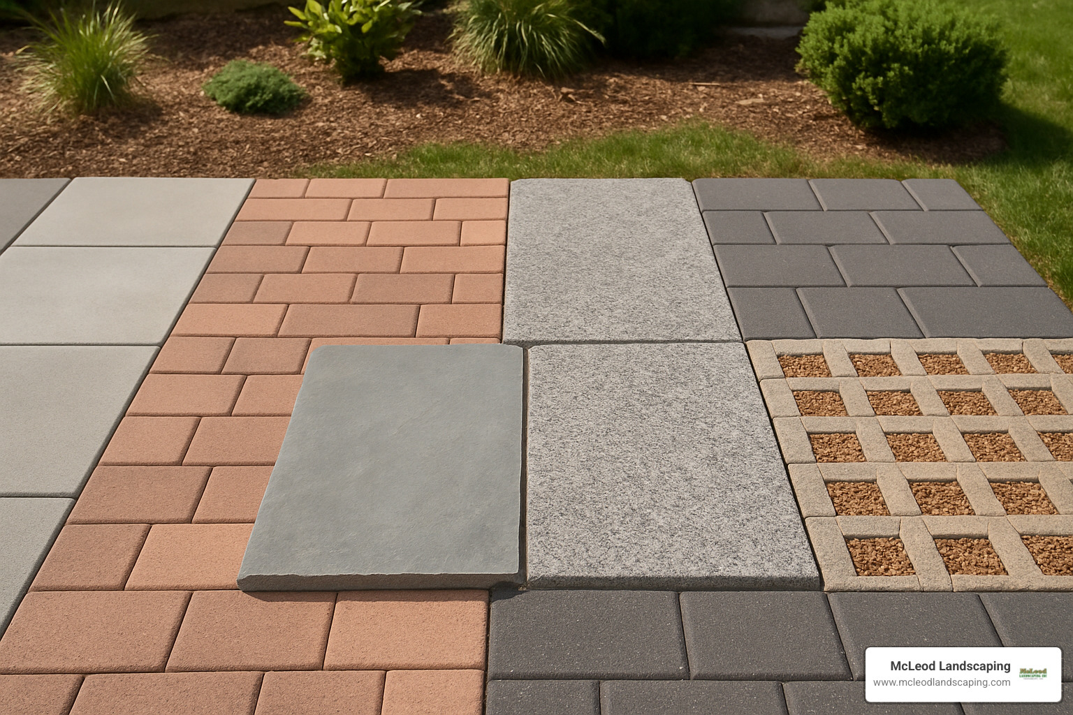 Various patio material options and colors - patio contractor