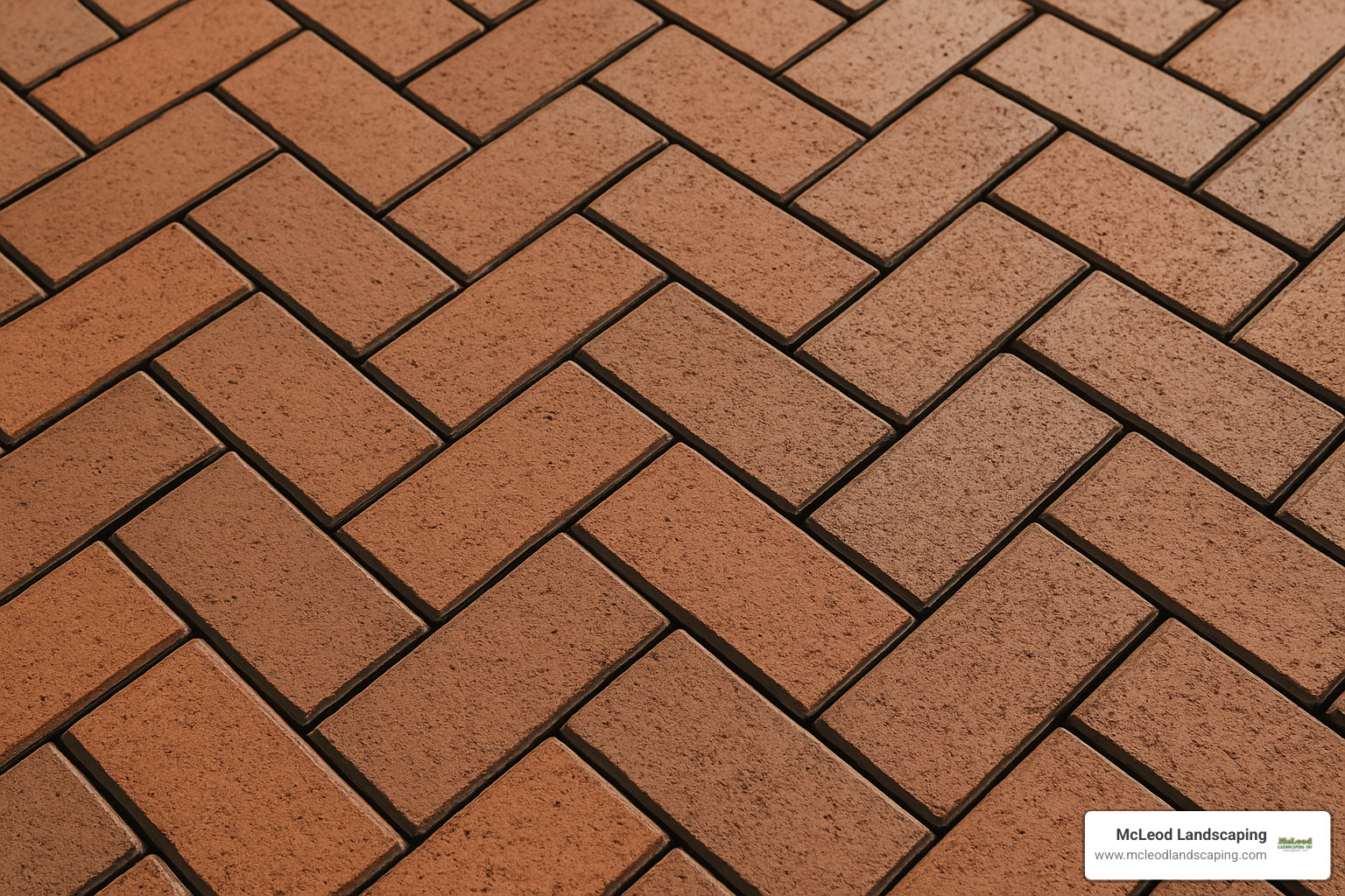close-up of herringbone pattern in brick patio - brick patio contractors