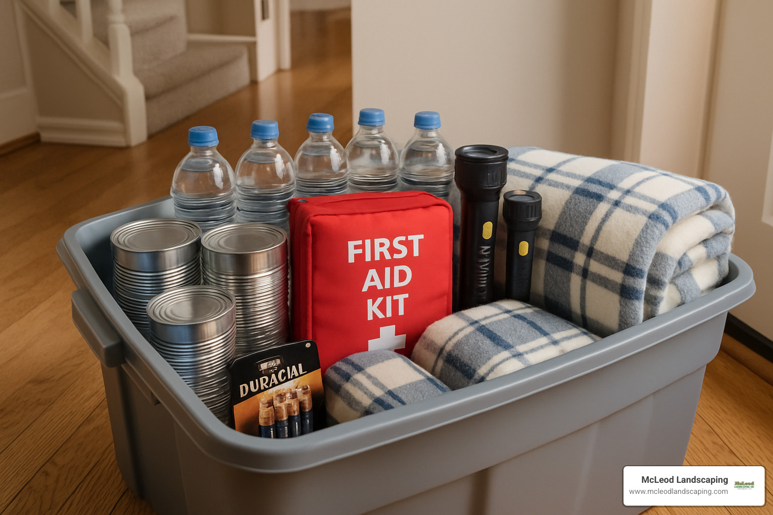 stocked emergency bin - Winter property maintenance