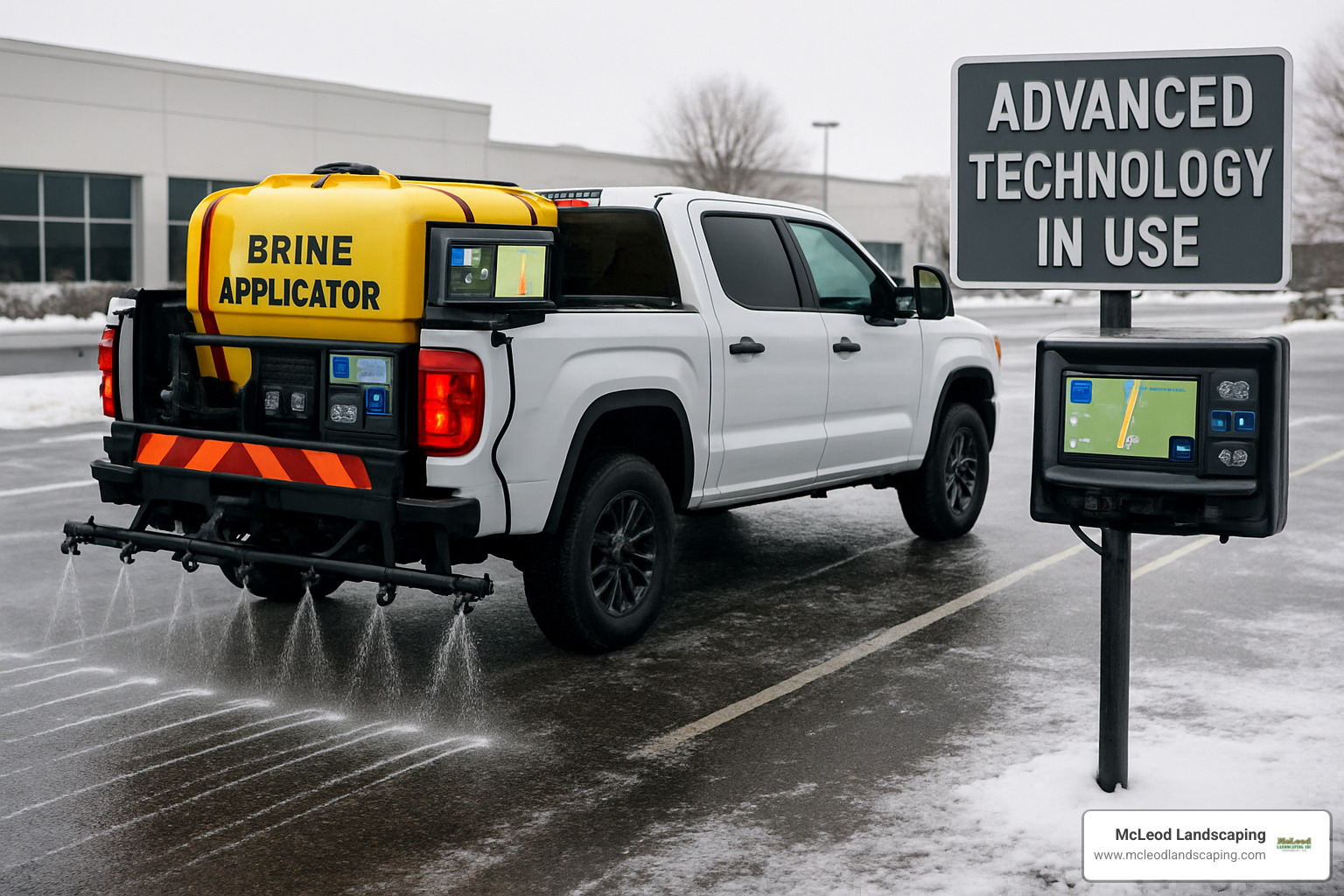 Modern brine application truck with GPS guidance system - Ice control services