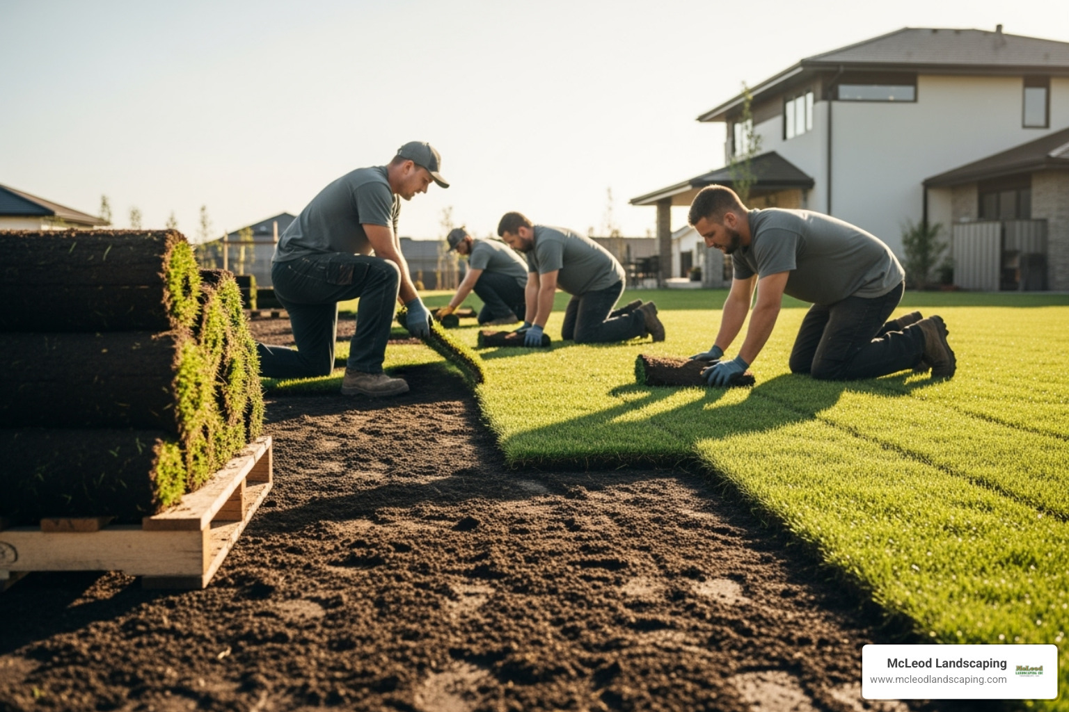sod rolls being laid - lawn installation price