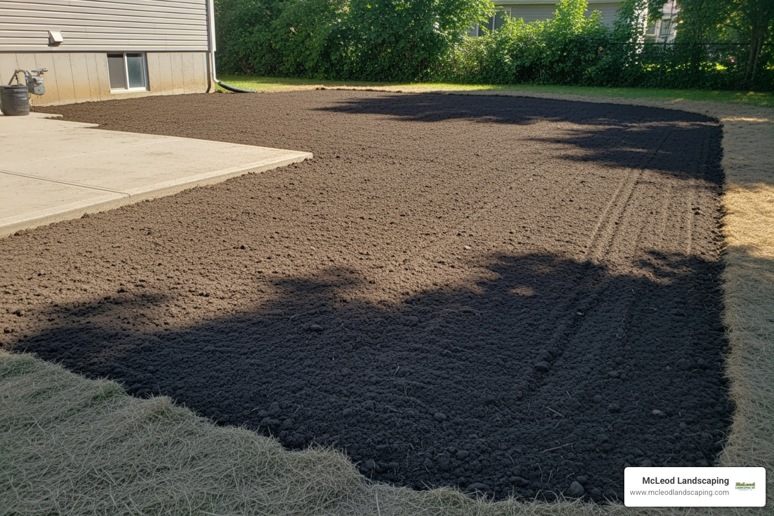 A yard cleared and graded, ready for sod installation - installing sod in spring