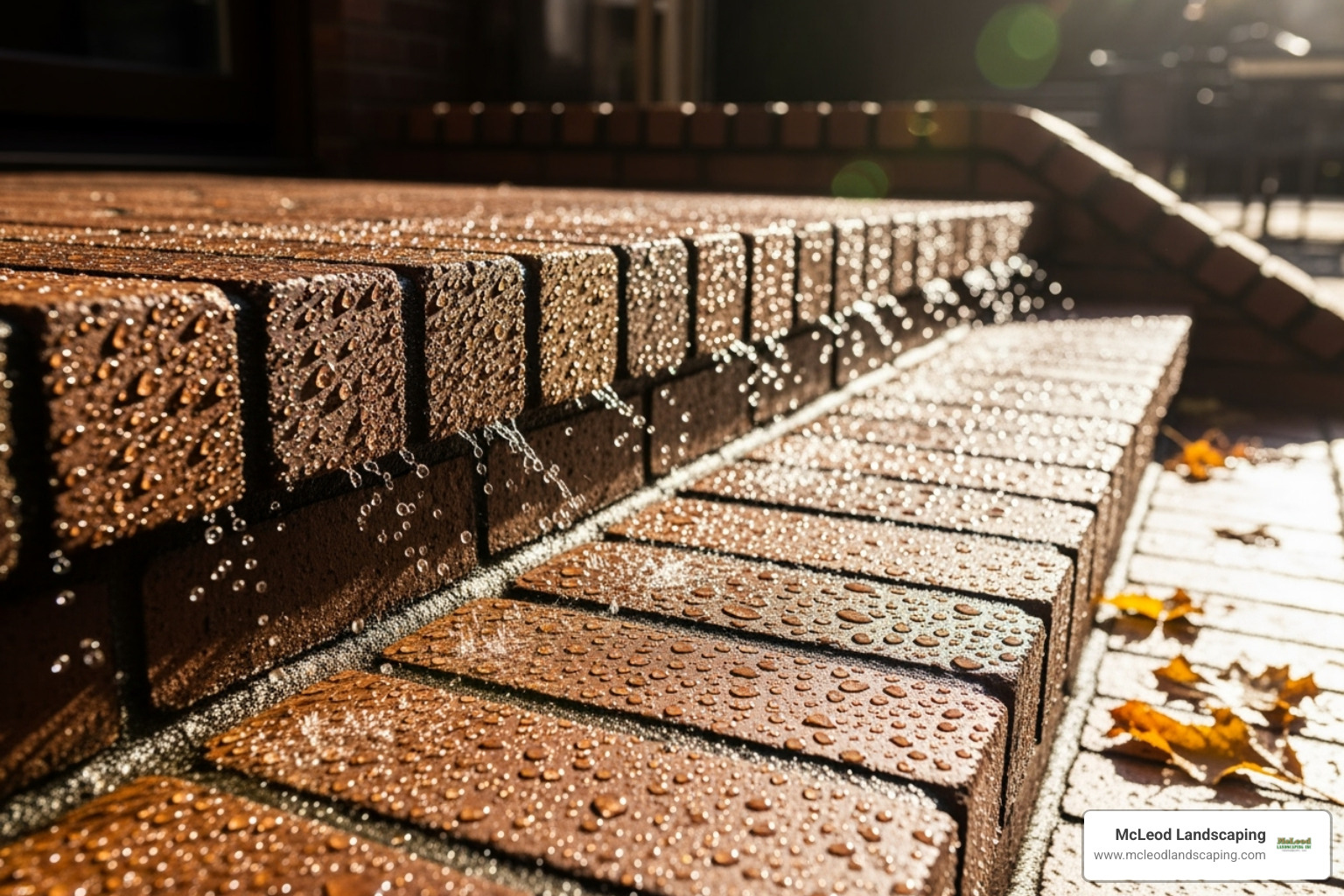 sealed brick steps repelling water - brick steps repair