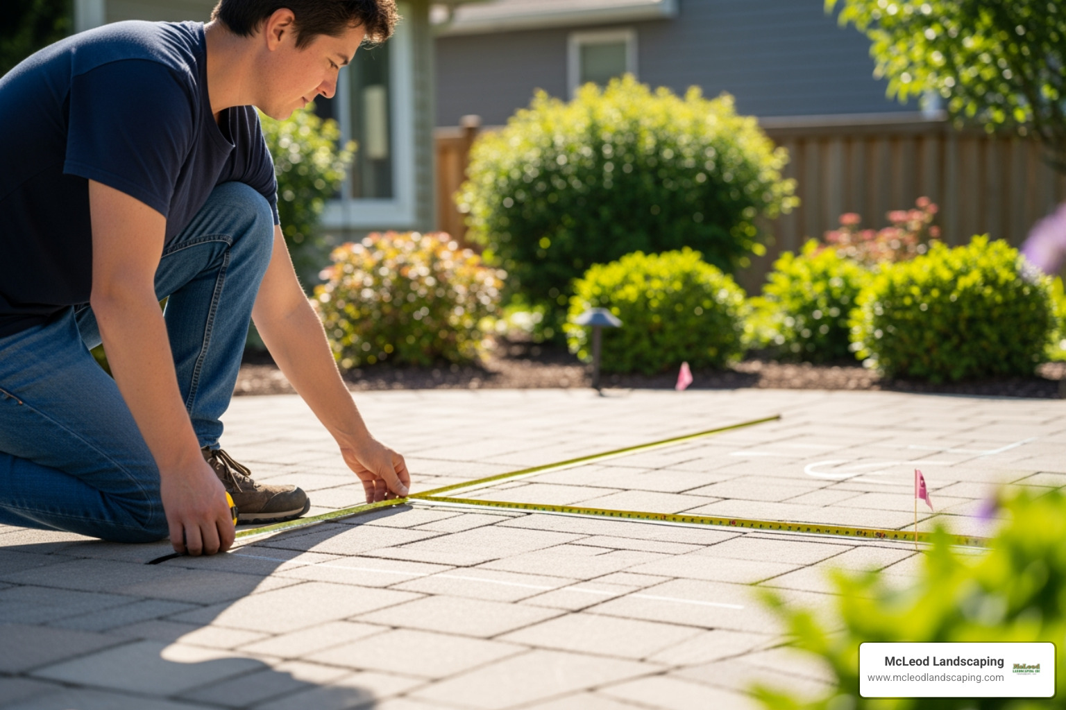person measuring their patio space for a new fire pit table - outdoor table with firepit