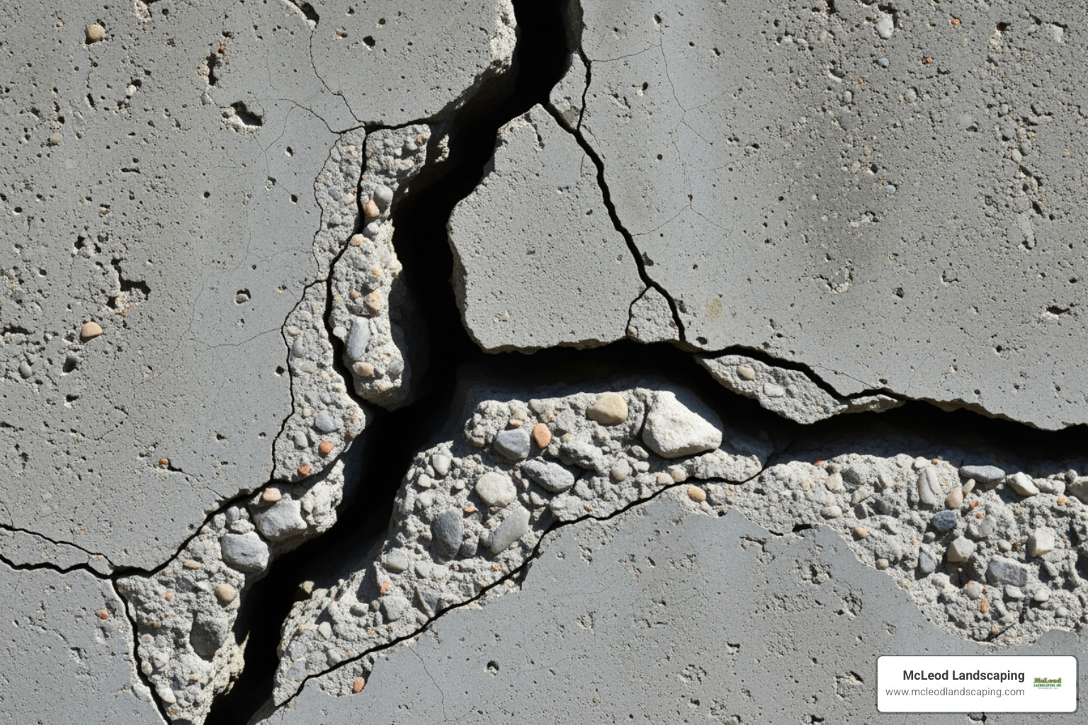 Close-up of a large crack in a concrete retaining wall - Retaining wall repair